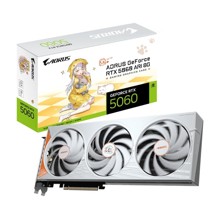 Gigabyte GV-N5060AORUS ARI-8GD AORUS GeForce RTX5060 ARI 8G, 8 GB, GDDR7, 128bit, PCIe5.0