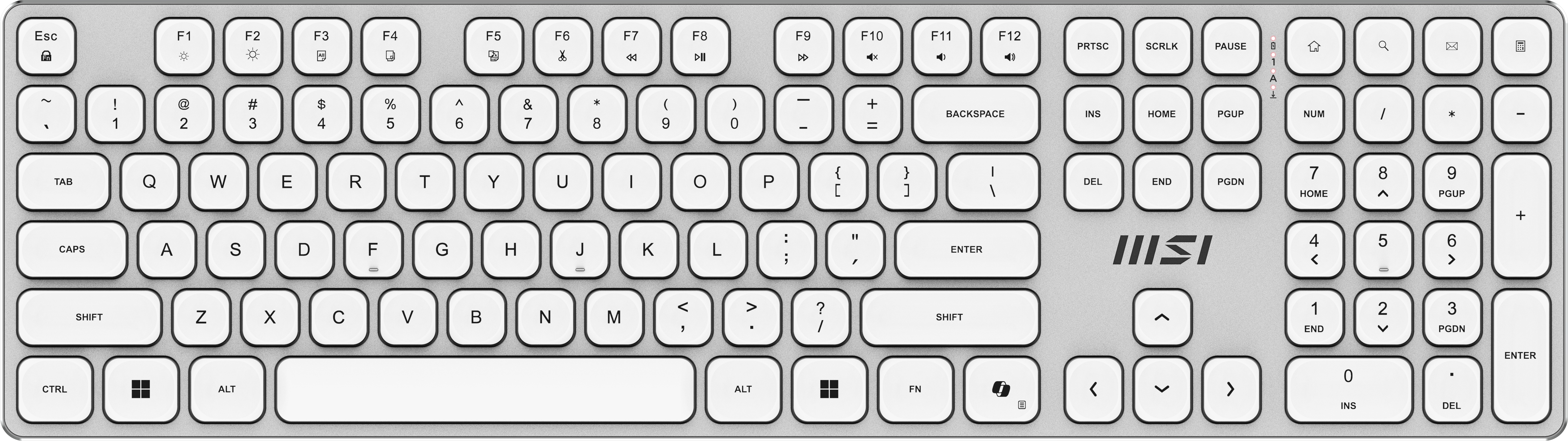 MSI FORGE K210 W COMBO WHITE US toetsenbord Inclusief muis Thuis/Werk USB QWERTY Amerikaans Engels Wit