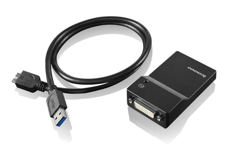 Lenovo USB 3.0 - DVI/VGA USB grafische adapter 2048 x 1152 Pixels Zwart