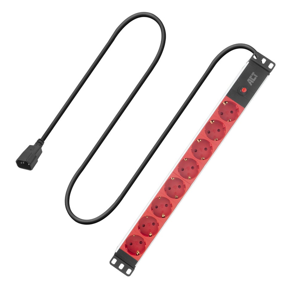 ACT Stekkerdoos PDU 19" C14 IEC60320 8-voudig type F, 3m H05VV-F 3G1.0