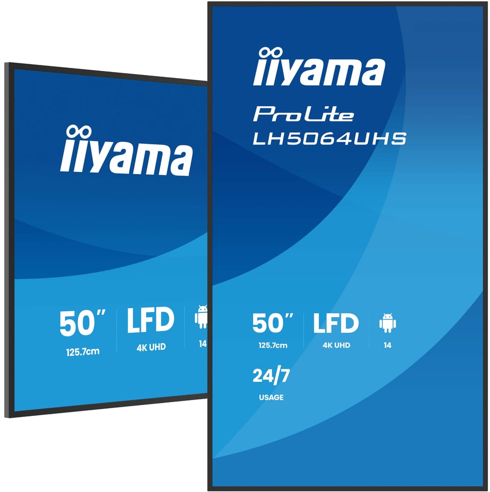 iiyama LH5064UHS-B1AG beeldkrant Digitale signage flatscreen 127 cm (50") Wifi 500 cd/m² 4K Ultra HD Zwart Type processor Android 24/7