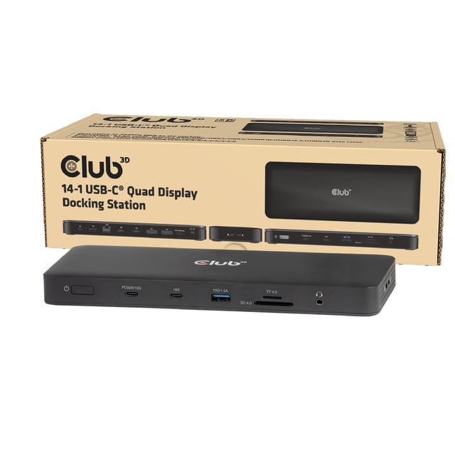 CLUB3D Club 3D 14-in-1 USB-C® Quad Display Dockingstation – 4 Schermen & 100W Snelladen