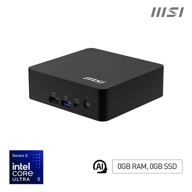 MSI Cubi NUC AI+ 3MG-005BEU USFF Zwart 322 Intel SoC FCBGA2540 4,4 GHz Ingebouwde luidsprekers