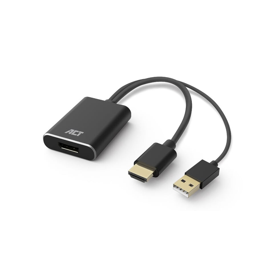 ACT AC7536 video kabel adapter 0,24 m HDMI + USB DisplayPort Zwart
