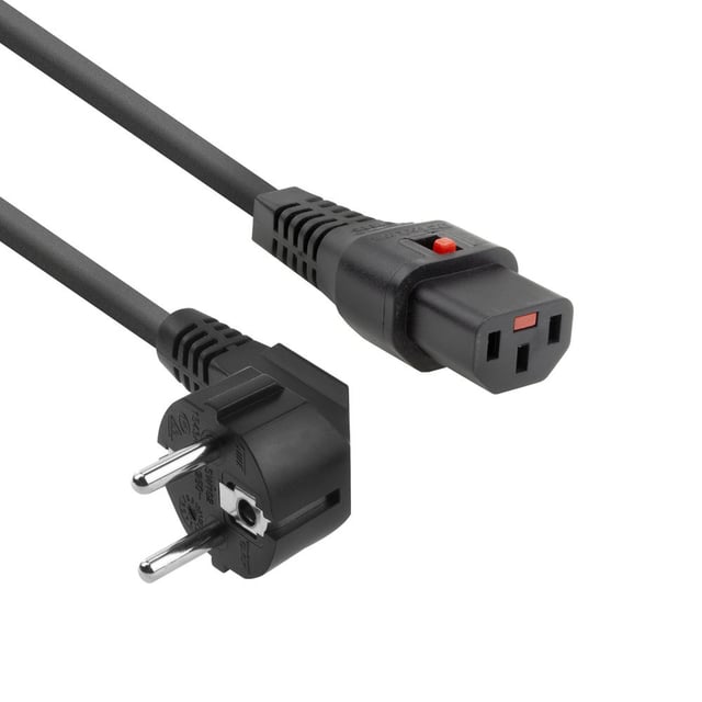 ACT Netsnoer CEE 7/7 male (haaks) - C13 IEC Lock zwart 5 m, EL269S