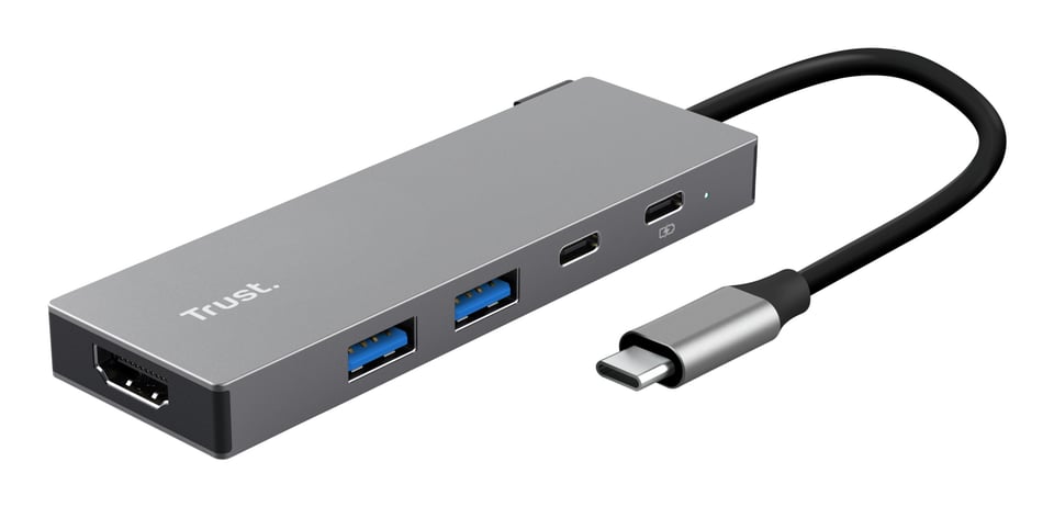 Trust Dalyx USB-C Hub - 4-poorts hub – USB-C aansluiting – 2x USB 3.2 en 2x USB 2.0 – Grijs