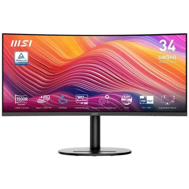 MSI Modern MD342CQP computer monitor 86,4 cm (34") 3440 x 1440 Pixels UltraWide Quad HD LCD Zwart