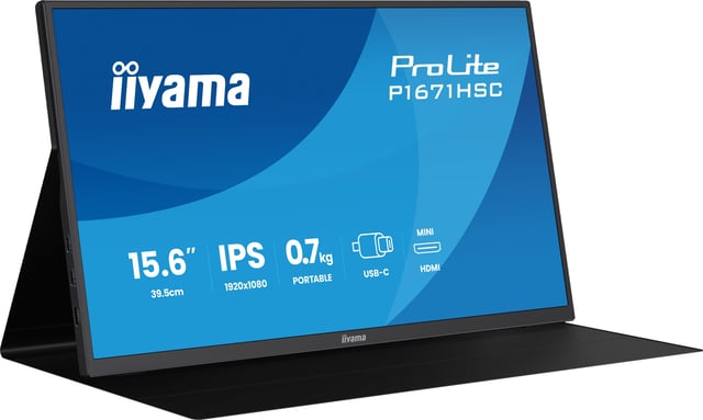 iiyama ProLite P1671HSC-B1 computer monitor 39,6 cm (15.6") 1920 x 1080 Pixels Full HD LED Zwart