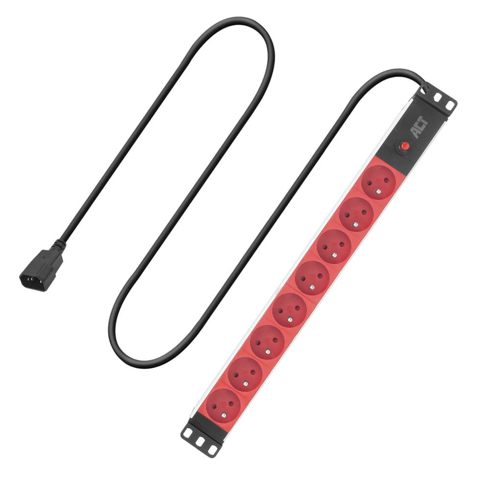 ACT Stekkerdoos PDU 19" C14 IEC60320 8-voudig type E, 3m H05VV-F 3G1.0
