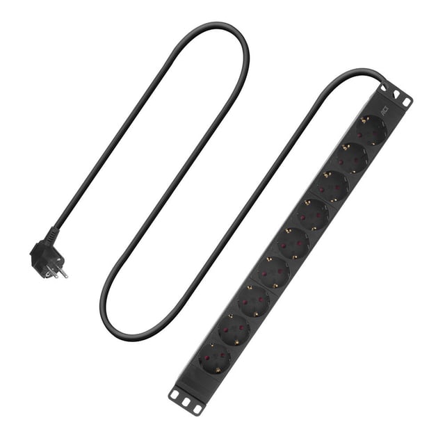 ACT Stekkerdoos PDU 19" CEE7/7 9-voudig type E, 3m H05VV-F 3G1.5